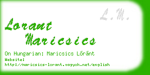 lorant maricsics business card
